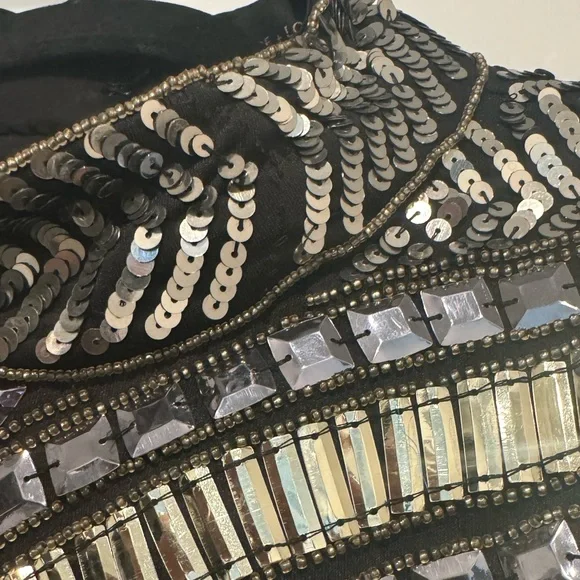 Peace + Love Black High Neck Embellished Bodycon Dress - Picture 2 of 16